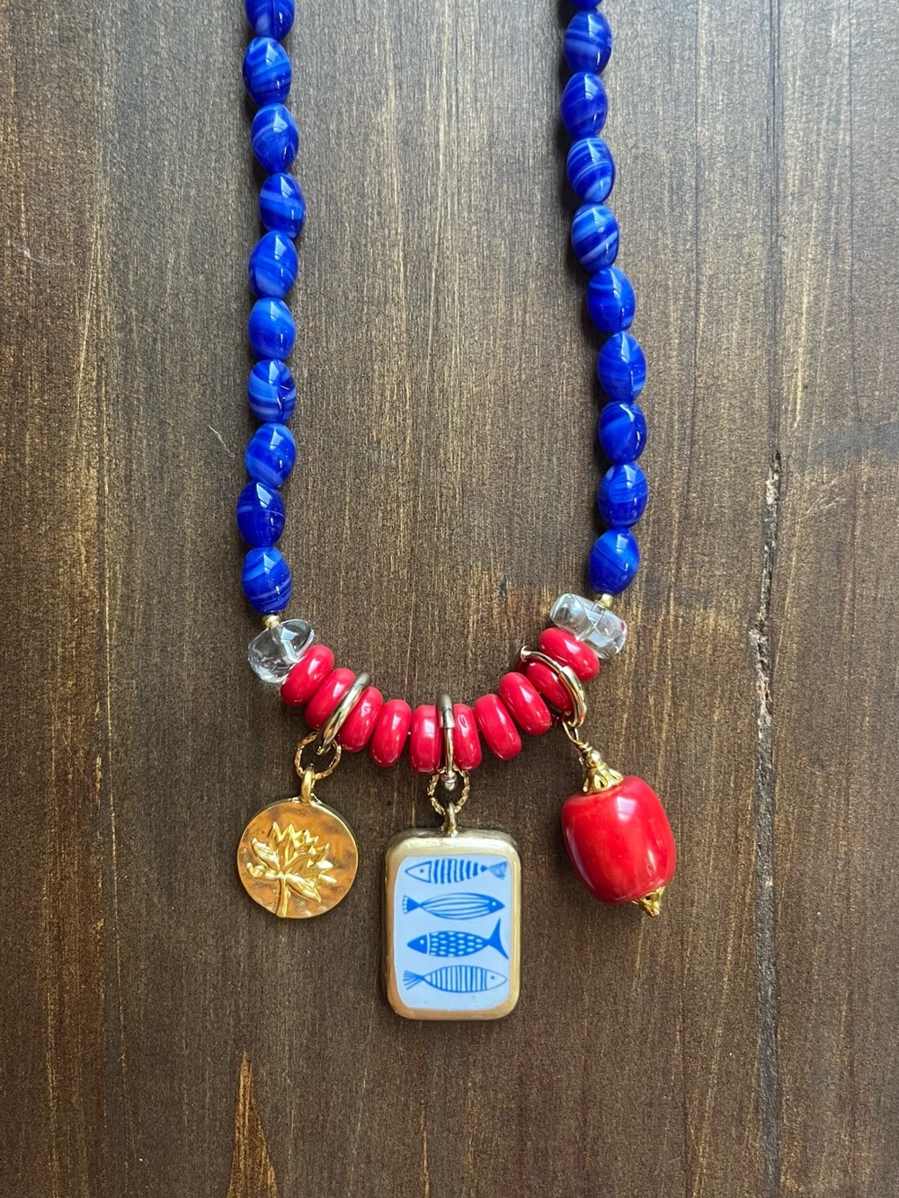 New handmade Charm Necklace with Coral Accents